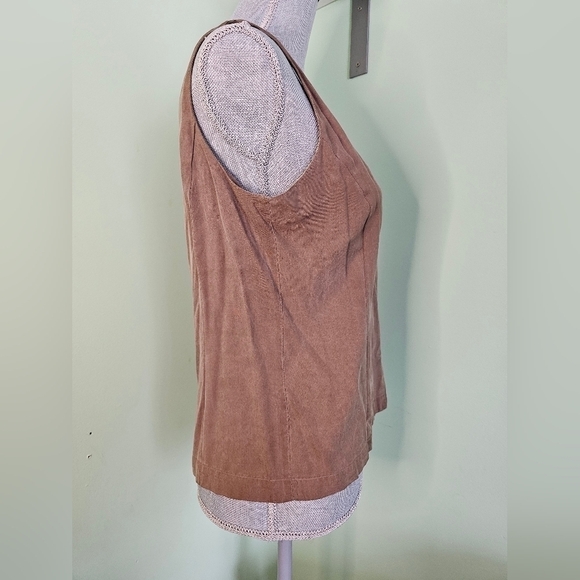 SOLILOQUY 100% silk button-up brown vest women's small - Picture 5 of 5